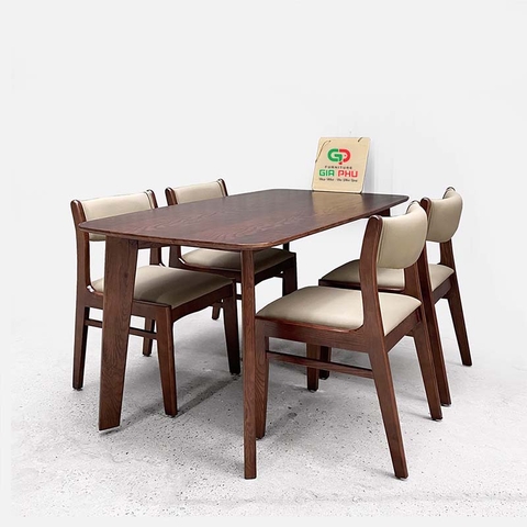 Bộ bàn ăn howard 4 ghế ăn bọc da bella - BBG29
