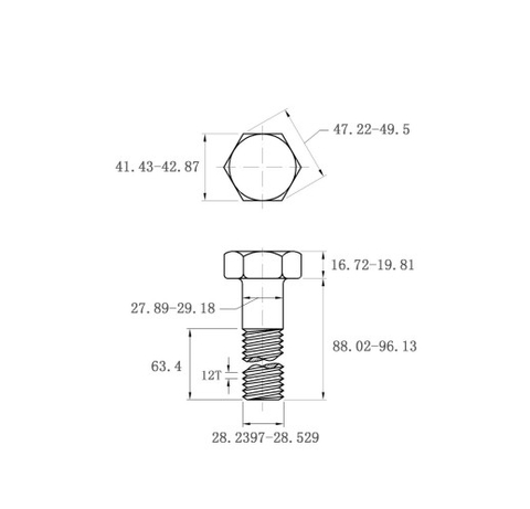 Bulong ANSI/ASME B18.2.1 - 10.9 - 1-1/8-12 (CS)