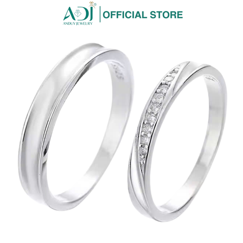 Nhẫn Đôi Bạc ADJ 925 Cặp Chéo Đá CZ Phụ Kiện Trang Sức Nữ Cao Cấp