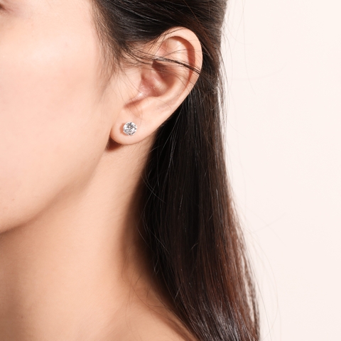 Bông tai Trang sức bạc 925 ADJ đính đá CZ sang trọng cao cấp Châu Tròn Pha Lê 6 Li SB10047AD-SB1146