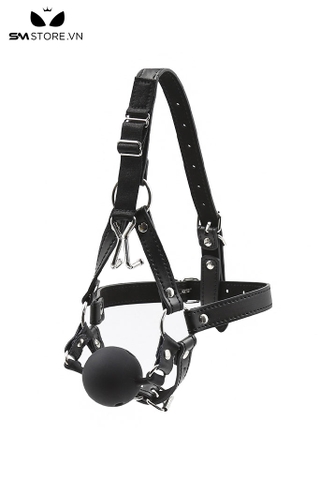 SMT026 - khóa miệng ball gag thiết kế đai qua đầu - đồ chơi SM