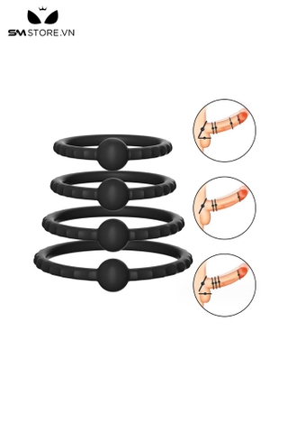 SMT626 - Combo 4 vòng đeo dương vật cao su gắn 1 viên bi
