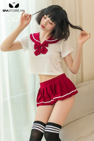 SMS034 - Bộ đồ ngủ cosplay nữ học sinh áo croptop với chân váy ngắn