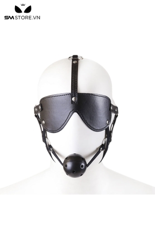 SMT1515 - Ball gag mix mặt nạ tình yêu chất liệu da PU có nấc chỉnh