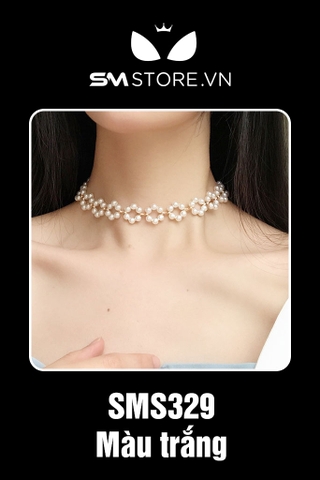 SMP007 - vòng choker ngọc trai thiết kế hình bông hoa siêu đẹp