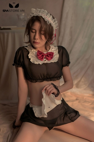 SMS321 - cosplay hầu gái trong suốt và áo croptop kèm chân váy