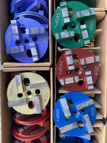 Đĩa mài sàn 4 thanh sắt D100mm HPG+  - Đá mài bê tông lắp máy mài công nghiệp