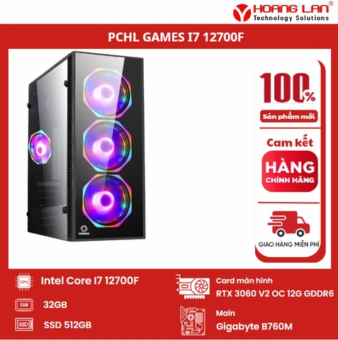 BỘ MÁY TÍNH PCHL 08 GAMING ( INTEL CORE I7-12700KF / VGA: RTX 3060 V2 OC 12GB / Ram: 32GB / SSD: 512GB / PSU: CV750 - 750W )