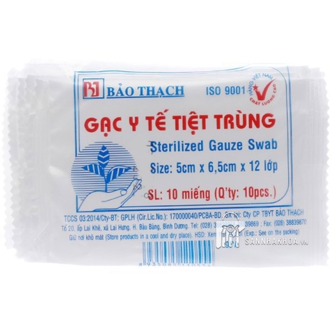 Gạc Y Tế Tiệt Trùng Bảo Thạch 5 x 6.5(Cm)x 12 Lớp