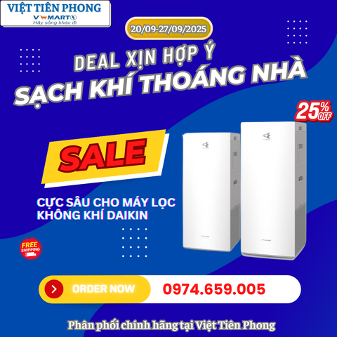 DEAL XỊN HỢP Ý – SẠCH KHÍ THOÁNG NHÀ CÙNG MÁY LỌC KHÔNG KHÍ DAIKIN