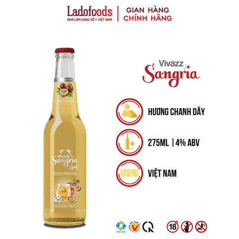 Vivazz Sangria Light Hương Chanh Dây - Chai 275ML