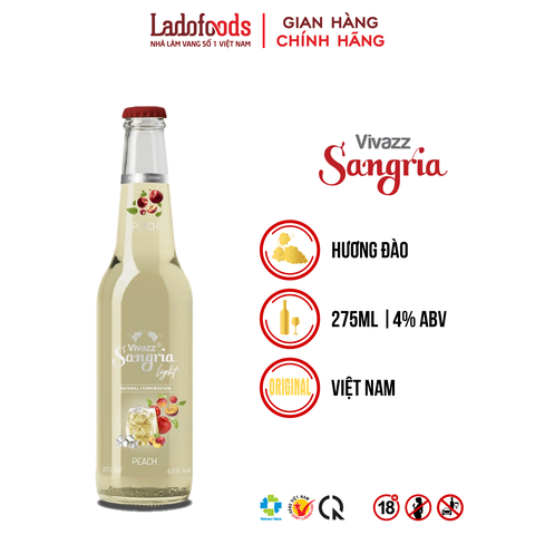 Vivazz Sangria Light Hương Đào - Chai 275ML