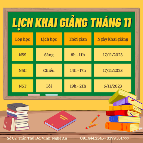 LỊCH KHAI GIẢNG LỚP TIẾNG NHẬT THÁNG 11