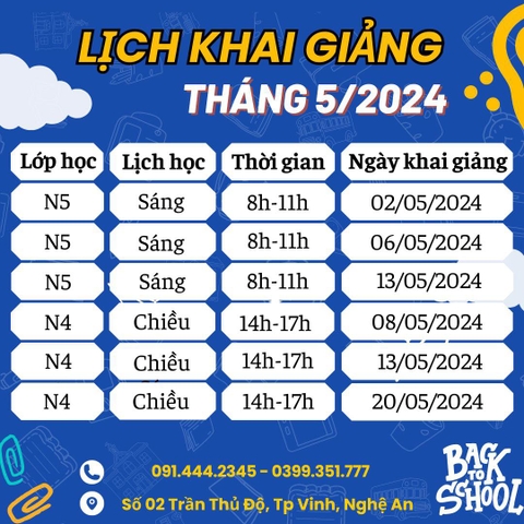 [ HIKARI - LỊCH KHAI GIẢNG THÁNG 5 ]