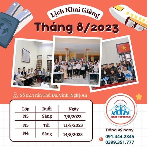 [ HIKARI - LỊCH KHAI GIẢNG THÁNG 8 ]
