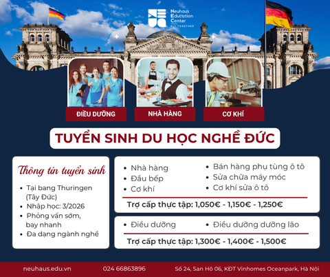 TUYỂN SINH CHƯƠNG TRÌNH DU HỌC NGHỀ ĐỨC THÁNG 3/2026