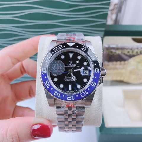 Rolex GMT Master II |Nam Giới |Niềng Xanh Đen |Dây Kim Loại Silver |Máy Cơ (Automatic) |Size 40mm
