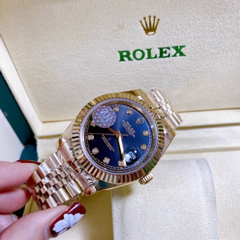 Rolex Niềng Khía |Cặp Đôi |Mặt Đen |Dây Kim Loại Vàng Gold |Máy Pin (Máy Quartz) |Size 41x31mm
