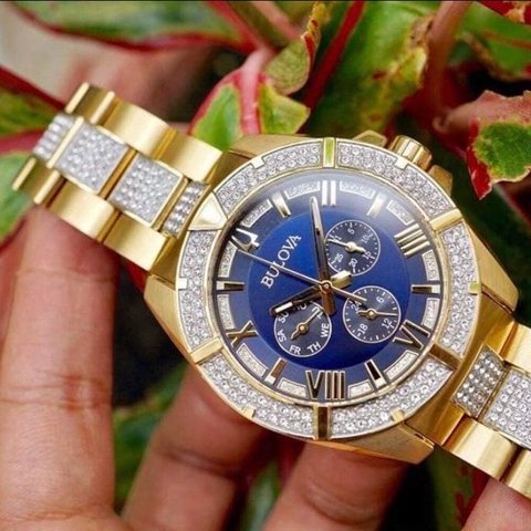 Bulova Octava |Nam Giới |Xanh Dương |Đính Đá |Dây Kim Loại Demi Vàng |Máy Pin (Quartz) |Size 44mm