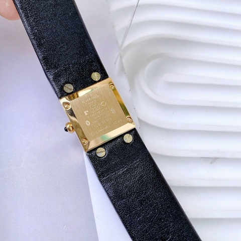 Chanel Matelasse |Nữ Giới |Mặt Vuông |Vàng Gold |Dây Da Đen |Máy Pin (Quartz) |Size 26mm