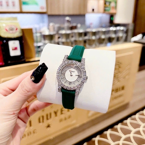 Chopard L'Heure Du Diamant |Nữ Giới |Đính Đá |Dây Cao Su Xanh Lá |Máy Pin (Quartz) |Size 32mm