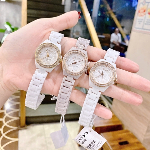 Coach Astor |Nữ Giới |Đính Đá Rose Gold |Dây Đá Ceramic Hồng |Máy Pin (Quartz) |Size 30mm
