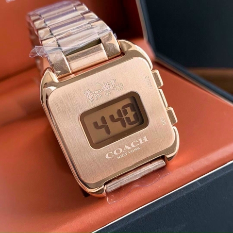 Coach Điện Tử |Nữ Giới |Mặt Vuông |Dây Kim Loại Rose Gold |Máy Pin (Quartz) |Size 33mm