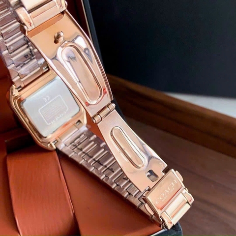 Coach Điện Tử |Nữ Giới |Mặt Vuông |Dây Kim Loại Rose Gold |Máy Pin (Quartz) |Size 33mm