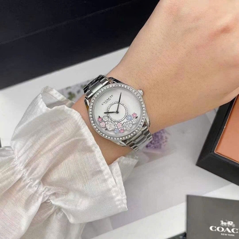 Coach Preston |Nữ Giới |Hoa Xoay |Đính Đá |Dây Kim Loại Silver |Máy Pin (Quartz) |Size 36mm