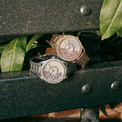 Coach Preston |Nữ Giới |Hoa Xoay |Đính Đá |Dây Kim Loại Silver |Máy Pin (Quartz) |Size 36mm