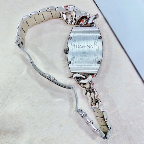 Davena Dây Mắt Xích |Nữ Giới |Đính Đá Silver |Dây Kim Loại |Máy Pin (Quartz) |Size Lớn 36x42mm