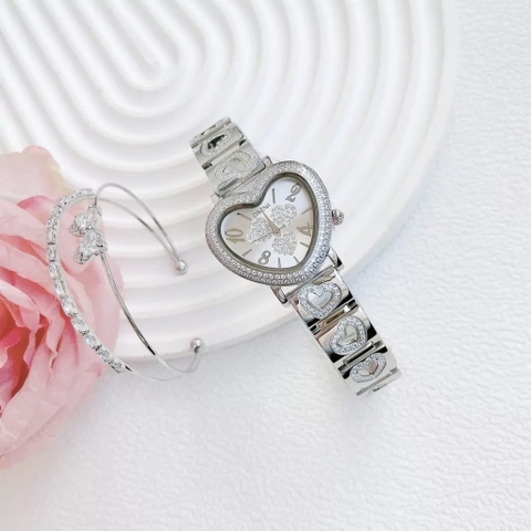Davena Mặt Trái Tim Trắng |Nữ Giới |Silver |Dây Kim Loại |Máy Pin (Quartz) |Size 34mm