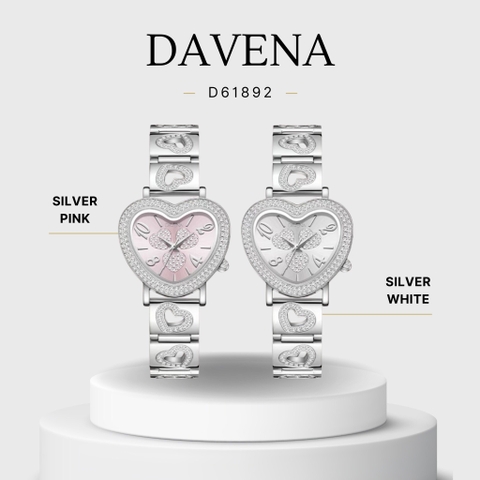 Davena Mặt Trái Tim Trắng |Nữ Giới |Silver |Dây Kim Loại |Máy Pin (Quartz) |Size 34mm