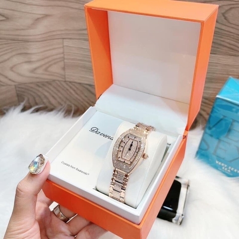 Davena Mặt Oval |Nữ Giới |Full Đá |Rose Gold |Dây Kim Loại |Máy Pin (Quartz) |Size 32x38mm