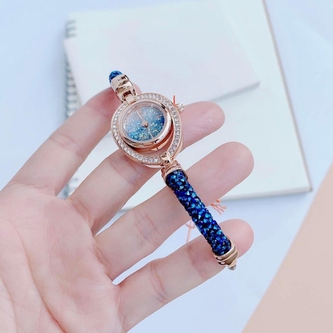 Davena Vòng Tay |Nữ Giới |Rose Gold |Đính Đá Xanh Dương |Máy Pin (Quartz) |Size Nhỏ 30mm