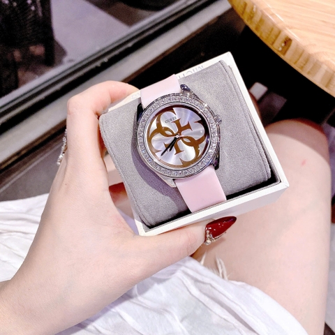 Guess G-Twist |Nữ Giới |Đính Đá |Silver |Dây Silicone Hồng |Máy Pin (Quartz) |Size 38mm