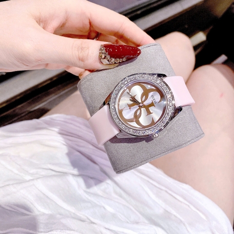 Guess G-Twist |Nữ Giới |Đính Đá |Silver |Dây Silicone Hồng |Máy Pin (Quartz) |Size 38mm