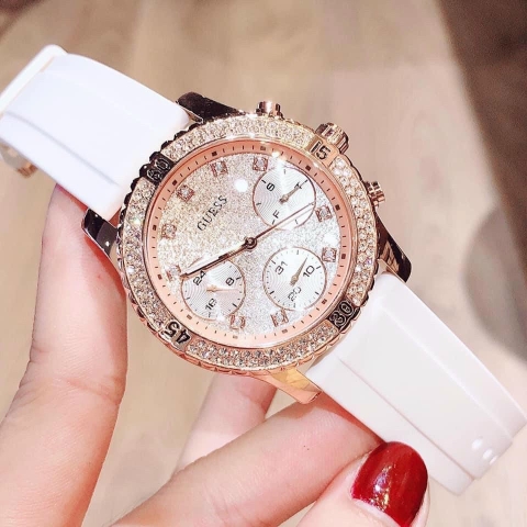 Guess Glitter |Nữ Giới |Rose Gold |Dây Sillicone Trắng |Máy Pin (Quartz) |Size 38mm
