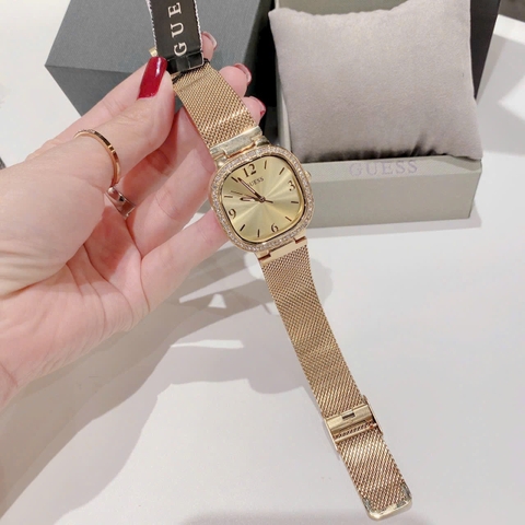 Guess Mặt Vuông |Nữ Giới |Dây Mesh Lưới Vàng Gold |Máy Pin (Quartz) |Size 32mm