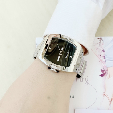 Guess Phoenix |Nam Giới |Mặt Đen |Dây Kim Loại Trắng Silver |Máy Pin (Quartz) |Size 43mm