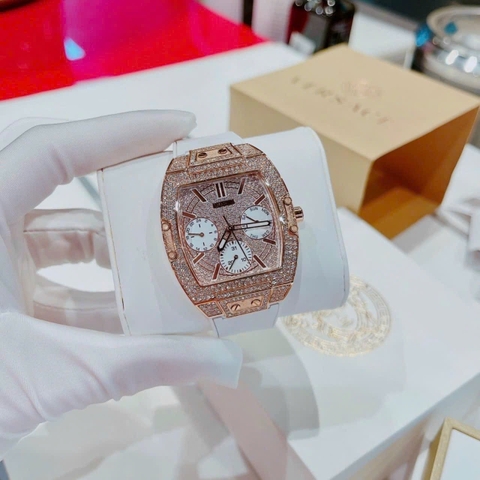 Guess Raven |Nữ Giới |Full Đá Rose Gold |Dây Sillicone Trắng |Máy Pin (Quartz) |Size 38mm