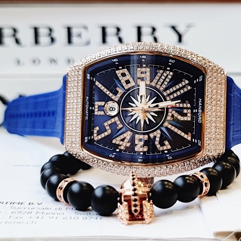 Hanboro Franck Muller |Nam Giới |Rose Gold |Dây Cao Su |Máy Cơ (Tự Động) |Size Lớn 44x55mm