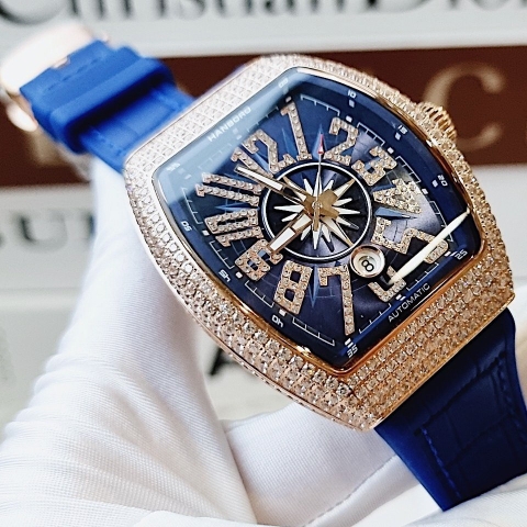 Hanboro Franck Muller |Nam Giới |Rose Gold |Dây Cao Su |Máy Cơ (Tự Động) |Size Lớn 44x55mm