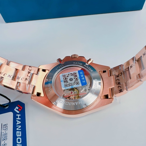 Hanboro Tựa Rolex |Nam Giới |Rose Gold |Dây Kim Loại |Máy Cơ (Automatic) |Size 43mm