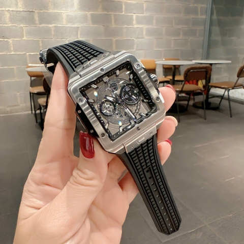 Hublot Square Bang Unico |Nam Giới |Mặt Vuông |Silver |Dây Silicone |Máy Pin (Máy Quartz) |Size 42x42mm