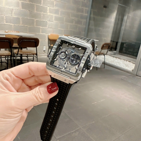 Hublot Square Bang Unico |Nam Giới |Mặt Vuông |Silver |Dây Silicone |Máy Pin (Máy Quartz) |Size 42x42mm