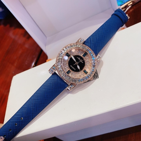 Melissa Full Đá |Nữ Giới |Rose Gold |Dây Da Xanh Dương |Máy Pin (Quartz) |Size 33mm