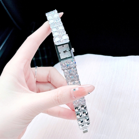 Melissa Mặt Vuông |Nữ Giới |Silver |Lắc Tay Đính Đá Swarovski |Máy Pin (Quartz) |Size 15x19mm