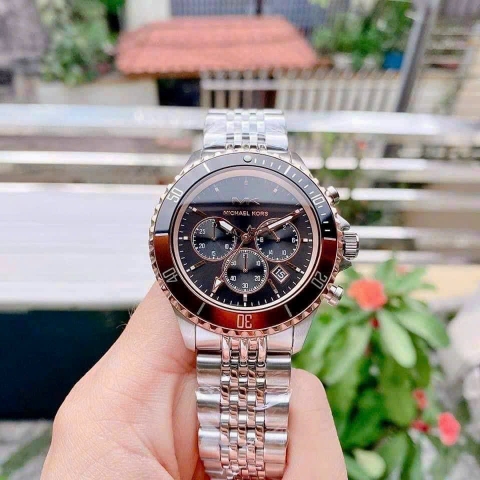 Michael Kors Bayville Chronograph |Nam Giới |Mặt Đen |Dây Kim Loại |Máy Pin |Size Lớn 44mm