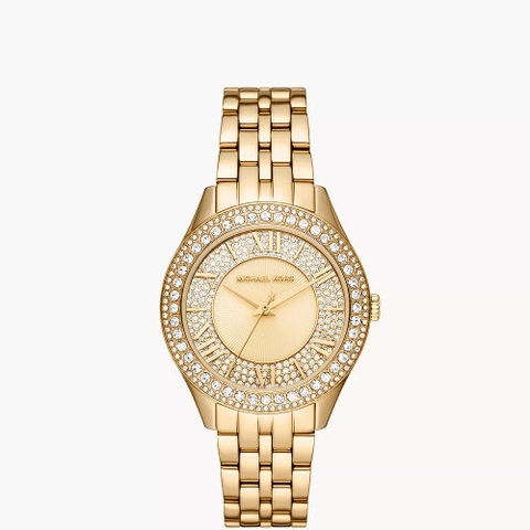 Michael Kors Harlowe |Nữ Giới |Vàng Gold |Đính Đá |Dây Kim Loại |Máy Pin |Size Lớn 38mm